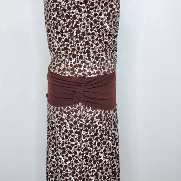 Vintage Y2K Max Studio Brown White Lettuce Trim Sleeveless Dress Size XS - Picture 10 of 14